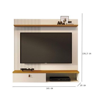 Estante Home Theater Suspenso íris Com Aparador Frizz Cinamomo Off White - Madetec