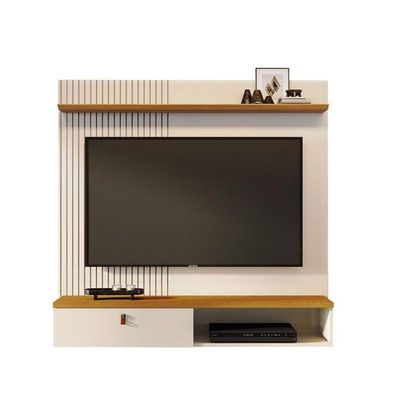 Estante Home Theater Suspenso íris Com Aparador Frizz Cinamomo Off White - Madetec
