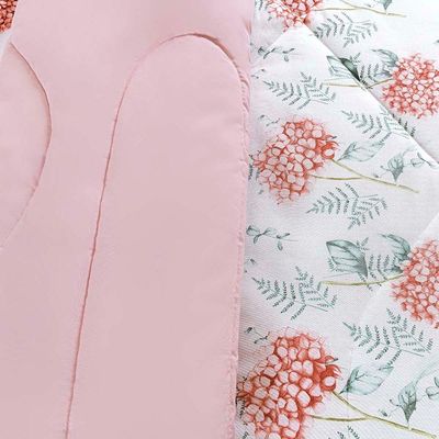 Edredom Cobertor Casa Scarpa Maris Super King Percalle 200 Fios Estampado Floral Hortênsia Salmão