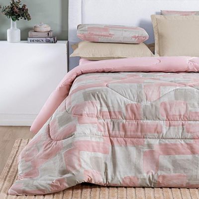 Edredom Cobertor Casa Scarpa Maris Queen Percalle 200 Fios Estampado Quadri Rosê