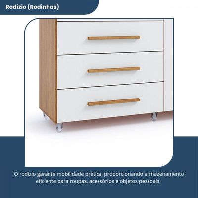 Cômoda Imperial 1 Porta 10 Gavetas Com Rodízio Batrol Freijo Com Off White