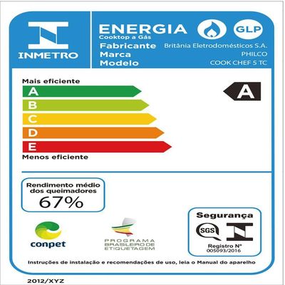 Cooktop A Gás Philco 5 Queimadores Cook Chef Bisotê Bivolt