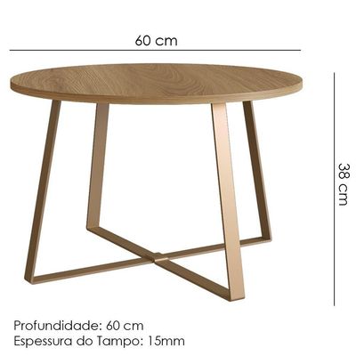 Conjunto Mesa De Centro Sala De Estar 27960 Hanover Dourado Artesano
