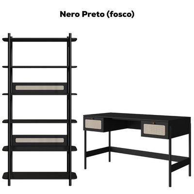 Conjunto Estante E Escrivaninha Pes Madeira 27974 Nero Preto Artesano