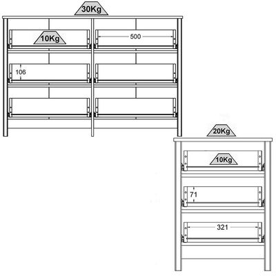 Comoda 6 Gavetas E 02 Mesas De Cabeceira 3 Gavetas Branco Dtall Branco