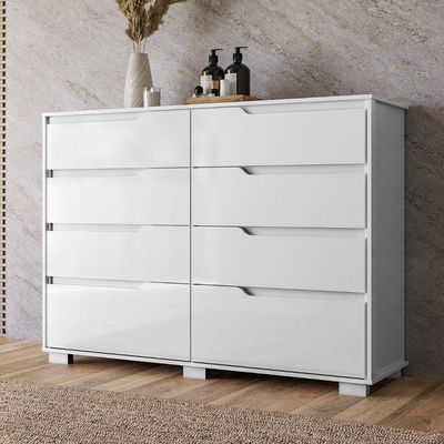 Comoda Georgia 8 Gavetas 147 Cm Branco