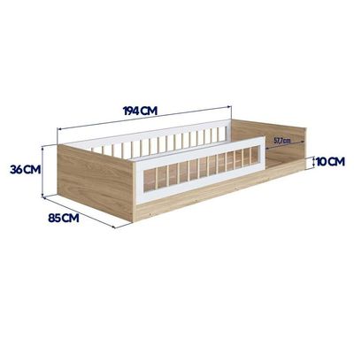 Cama Montessoriana Infantil Solteiro Proteção Lateral Aveiro Oak Branco