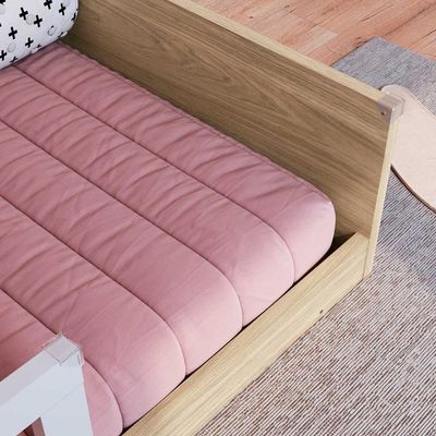 Cama Montessoriana Infantil Solteiro Proteção Lateral Aveiro Oak Branco