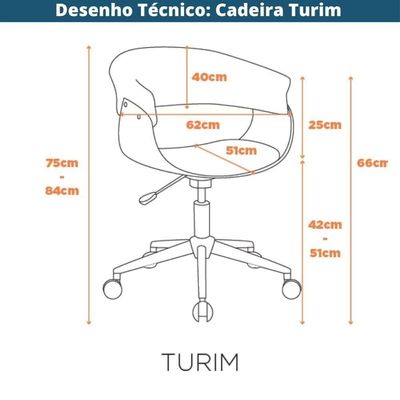 Cadeira Giratória Turim Nicole Fratini Madeira Multilaminada Revestida Pu Caramelo Base Rodízio