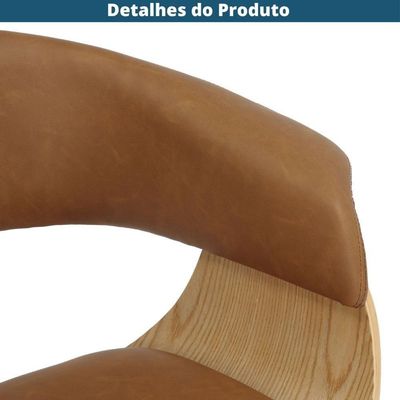 Cadeira Giratória Turim Nicole Fratini Madeira Multilaminada Revestida Pu Caramelo Base Rodízio
