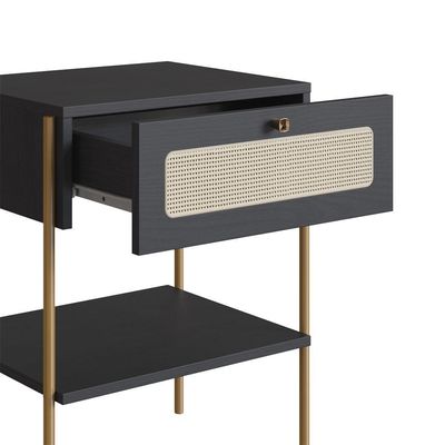 Cabeceira Solteiro E Mesa Cabeceira Palinha 28975 Nero Dourado Artesano