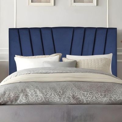 Cabeceira Estofada Solteiro 90 Cm Safira Em Suede Com Frame Cor:azul Marinho