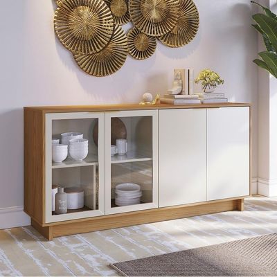 Balcao Aparador Buffet 4 Portas 160 Cm Vitoria Freijo Off White Colibri