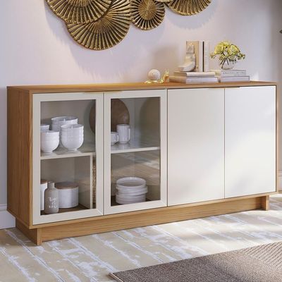 Balcao Aparador Buffet 4 Portas 160 Cm Vitoria Freijo Off White Colibri