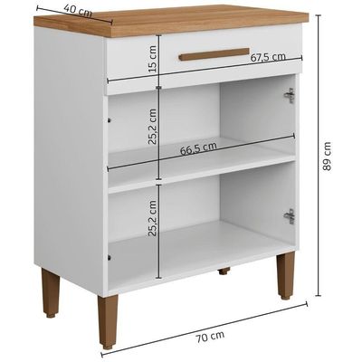 Balcão ômega 2 Portas 1 Gaveta Branco Arte Móveis