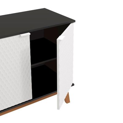 Aparador Kappesberg 4 Portas 3d Preto Fosco-branco 180cm