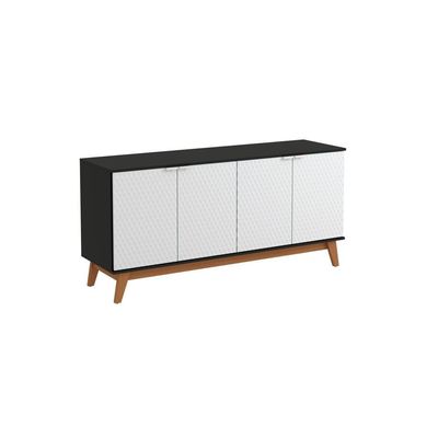 Aparador Kappesberg 4 Portas 3d Preto Fosco-branco 180cm