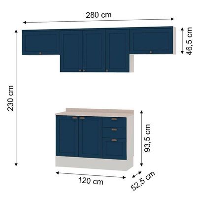 Armário De Cozinha Completo Genialflex Iluminata 4 Pçs Br Az