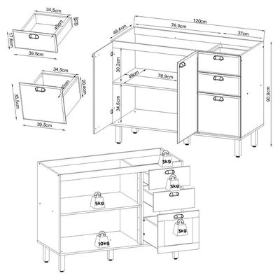 Armário De Cozinha Completo Genialflex Iluminata 4 Pçs Br Az