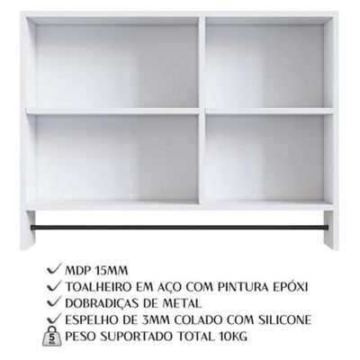 Armario Para Banheiro 01 Porta Com Espelho 80cm Branco Proddy