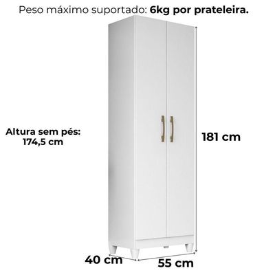Armario Multiuso New Iris 2 Portas 181x55 Cm Branco