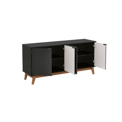 Aparador Kappesberg 4 Portas 3d Preto Fosco 180cm