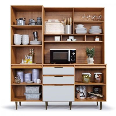 Armário De Cozinha Batrol Superiore 5 Portas 3 Gavetas Freijo Com Off White