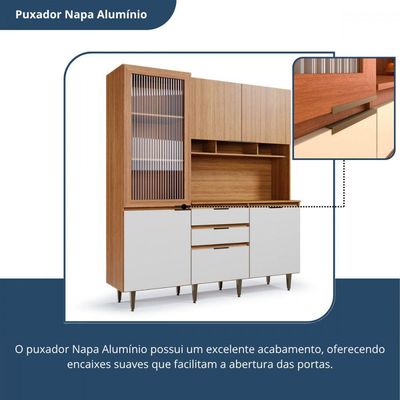 Armário De Cozinha Batrol Superiore 5 Portas 3 Gavetas Freijo Com Off White