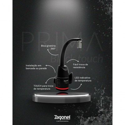 Torneira Elétrica Prima Touch 5500w Zagonel Black