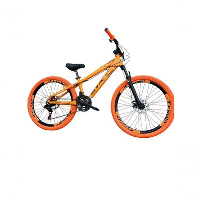 Bicicleta 26 Gta Rebel Freeride Dh Cor Laranja 21v Freio A Disco Aros Vmaxx Pneu Flame Laranja