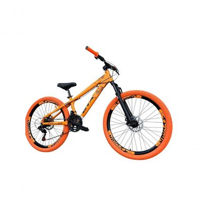 Bicicleta 26 Gta Rebel Freeride Dh Cor Laranja 21v Freio A Disco Aros Vmaxx Pneu Flame Laranja
