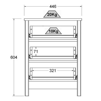 Kit 02 Mesas De Cabeceira 3 Gavetas 45 Cm Dm111 Branco Dtall Branco