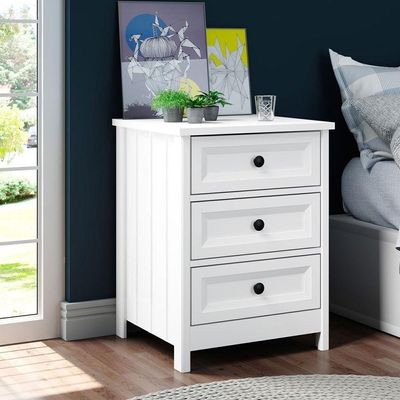 Kit 02 Mesas De Cabeceira 3 Gavetas 45 Cm Dm111 Branco Dtall Branco