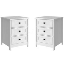 Kit 02 Mesas De Cabeceira 3 Gavetas 45 Cm Dm111 Branco Dtall Branco