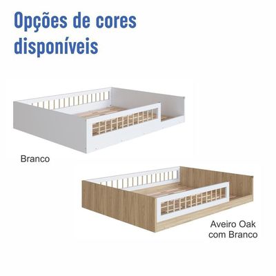 Cama Casal Infantil de Chão Montessoriana Proteção Lateral Aveiro Oak