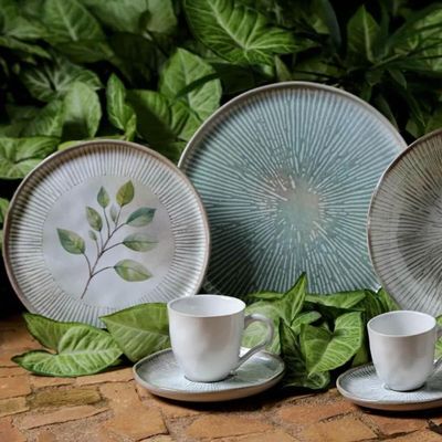 Prato de Sobremesa 21,5cm Avulso Bio Evergreen Porto Brasil Cerâmica Estampada