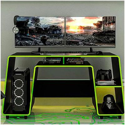 Mesa Gamer London Espaço Para Cpu Verde