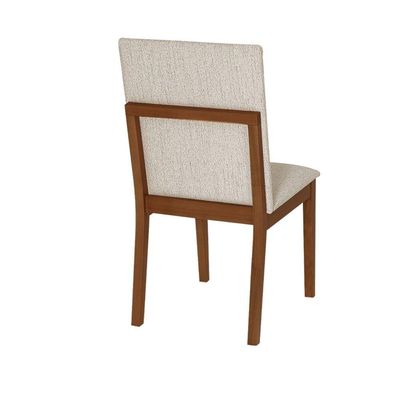 Conjunto 6 Cadeiras De Jantar Sofia Design Clássico Jequitibá Nozes Linho Bege