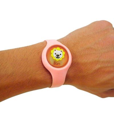 Pulseira Relogio Infantil Anti Mosquito Repelente Figurinhas Rosa