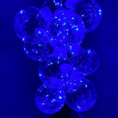Cortina Led Com 10 Lampadas Bolas Incandescentes Fio De Fada Azul