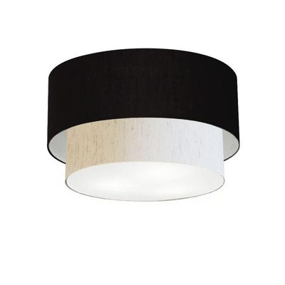 Plafon Para Banheiro Cilíndrico Sb-3045 Cúpula Cor Preto Linho Bege