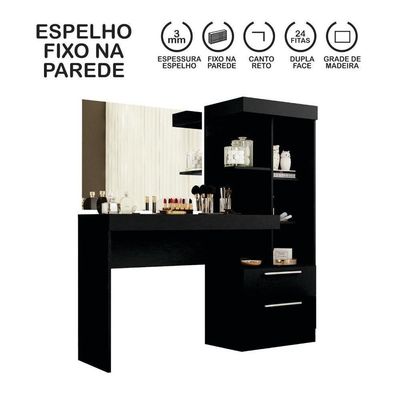 Penteadeira Com Espelho Preto Tx Notável Móveis Preto Tx
