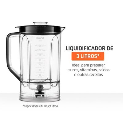 Multiprocessador Turbo Chef 3 Em 1 Mondial Preto 1000W MPN-02-BE 220V