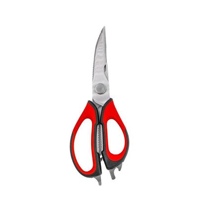 Tesoura Culinaria P- Casa Cozinha Corta Desossa Limpa Peixe Carne Frango 6 Em 1 Vermelho
