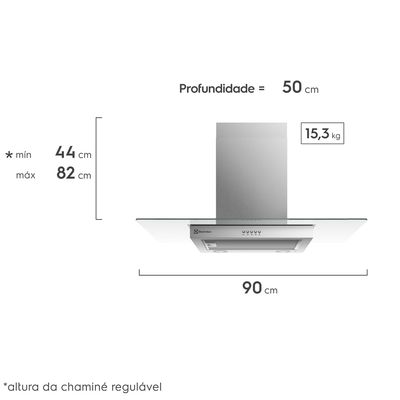 Coifa de Parede Electrolux 90cm de Vidro Efficient com Luz de Led (CE9VX) 127V