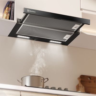 Depurador de Ar Electrolux 60cm Retrátil Preto Efficient com Luz de Led (DE6RP) 127V