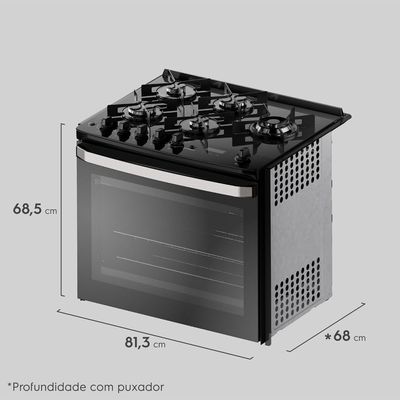 Fogão de Embutir 5 bocas Electrolux Preto Experience Mesa Vidro e Tripla Chama (FE5EP) 220V