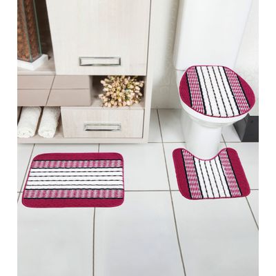 Jogo De Banheiro Estampado Tapetes Junior Vermelho