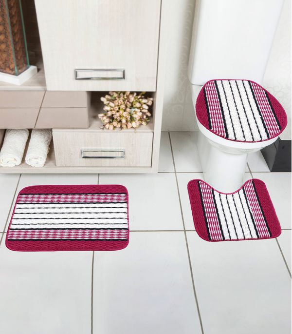 Jogo De Banheiro Estampado Tapetes Junior Vermelho