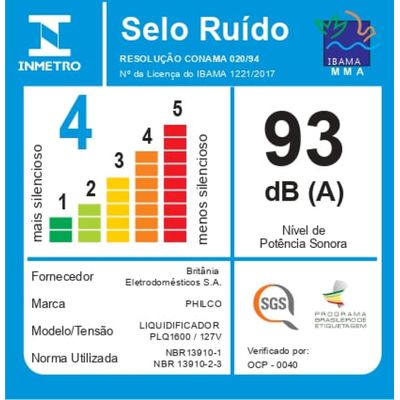 Liquidificador Philco PLQ1600P Easy Smart Turbo 3L 1200W 127V